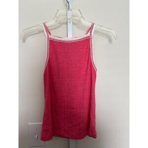 Vintage Womens Y2K Ribbed Babydoll Cami Top Large Pink Keyhole Back 90s skater